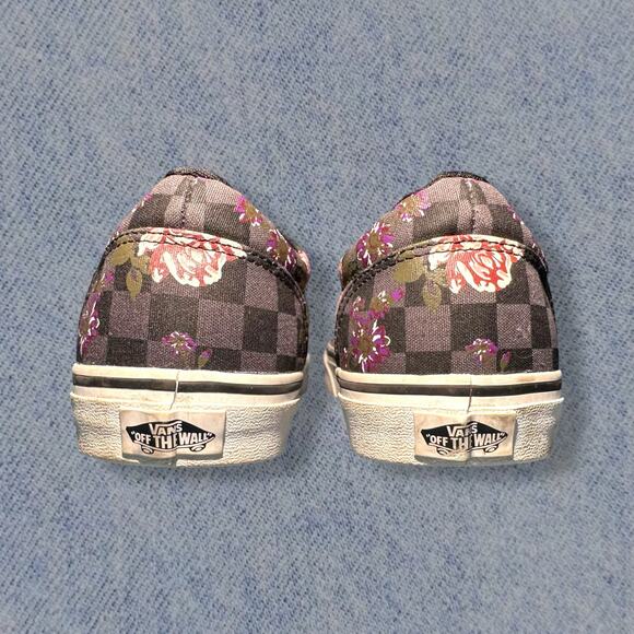 Vans Authentic Women’s Pink & Grey Floral Checkered Sneakers - Size 10.5 - Picture 4 of 7